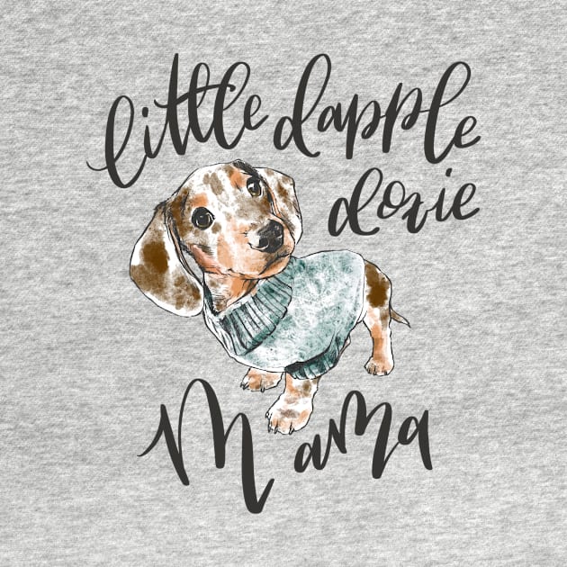 Dapple Doxie Mama, Chocolate in Blue by stuckyillustration